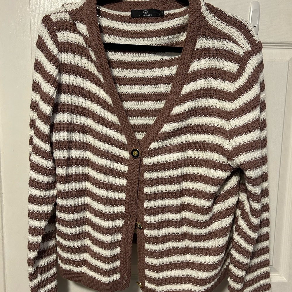 Striped Brown and White Women's Sweater